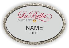 (image for) La Bella Baskets & Gifts Oval Bling Silver badge