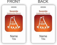 (image for) Seaside Community Church ID Vertical Double Sided badge - Tent Style