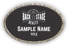 (image for) Back Stage Realty Oval Bling Silver badge