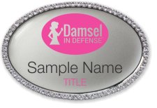 (image for) Damsel in Defense Oval Bling Silver badge