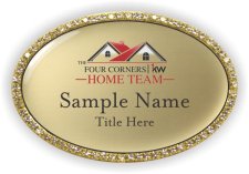 (image for) Four Corners Home Team Oval Bling Gold badge