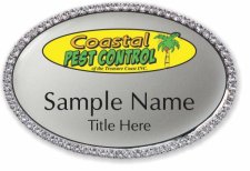(image for) Coast Pest Control Oval Bling Silver badge