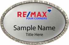 (image for) RE/MAX Four Corners Oval Bling Silver badge
