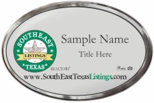 (image for) SouthEast Texas Listings Silver Oval Polished Frame Prestige Badge - Layout 1