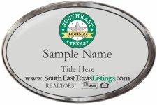 (image for) SouthEast Texas Listings Silver Oval Polished Frame Prestige Badge - Layout 2