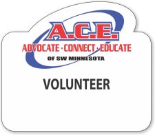 (image for) A.C.E. of SW Minnesota White Shaped Badge - Volunteer