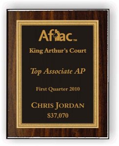 (image for) Aflac Walnut Plaque With Cove Edge - Layout 2