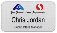 (image for) Albertsons Safeway Dual Logo Silver Name Badge with Tagline