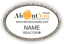 (image for) About You Realty Oval Bling Silver Other badge