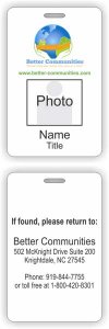 (image for) Better Communities Photo ID Vertical Double Sided badge