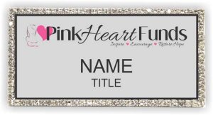 (image for) Pink Heart Funds Bling Silver badge