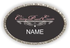 (image for) Classy Pearl Events Oval Bling Silver Other badge