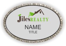 (image for) Jiles Realty Oval Bling Silver badge