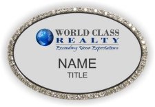 (image for) World Class Realty Oval Bling Silver badge