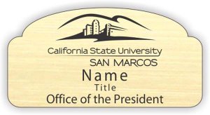 (image for) California St. Univ. San Marcos Shaped Gold badge