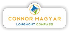 (image for) Longmont Compass Shaped White badge