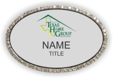 (image for) Texas Home Group REALTORS Oval Bling Silver badge