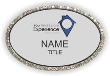 (image for) Your Real Estate Experience Oval Bling Silver badge