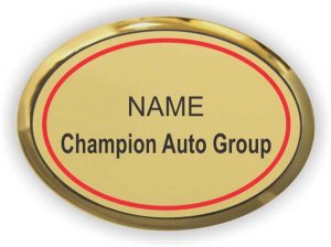 (image for) Champion Auto Group Oval Executive Gold Badge - Red Pinstripe