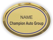 (image for) Champion Auto Group Oval Executive Gold Badge - Blue Pinstripe
