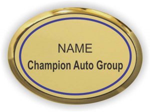 (image for) Champion Auto Group Oval Executive Gold Badge - Blue Pinstripe