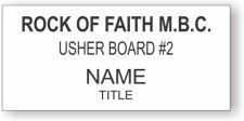(image for) ROCK OF FAITH M.BC. Shaped White badge