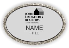 (image for) John Daugherty Realtors Oval Bling Silver badge