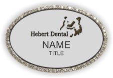 (image for) Hebert Dental Oval Bling Silver badge