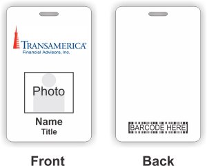 (image for) Transamerica Financial Advisors Barcode ID Vertical Double Sided badge