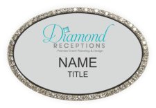 (image for) Diamond Receptions Oval Bling Silver badge
