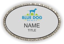 (image for) Blue Dog Realty Oval Bling Silver badge