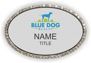 (image for) Blue Dog Realty Oval Bling Silver badge