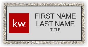 (image for) Keller Williams Realty Red Square Logo Bling Silver badge