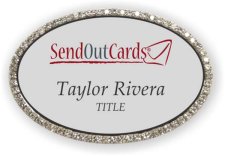 (image for) SendOutCards Oval Bling Silver badge