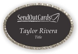 (image for) SendOutCards Oval Bling Silver Other badge