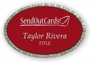 (image for) SendOutCards Oval Bling Silver Other badge