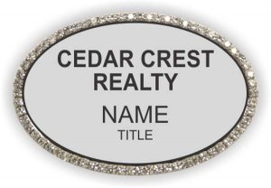 (image for) CEDAR CREST REALTY Oval Bling Silver badge