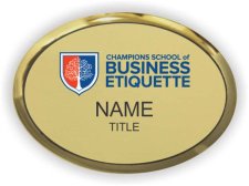 (image for) Champions School of Business Etiquette Oval Executive Gold badge