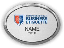 (image for) Champions School of Business Etiquette Oval Executive Silver badge