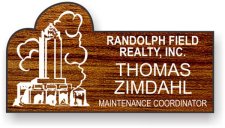 (image for) Randolph Field Realty, Inc. Shaped Bloodwood Name Badge