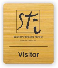 (image for) Smiley Technologies Inc. Shaped Bamboo Light Printed Badge