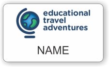 (image for) Educational Travel Adventures Shaped White badge