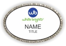 (image for) White Brights Teeth Whitening Boutiques, LLC Oval Bling Silver Other badge