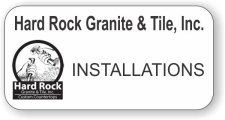 (image for) HARD ROCK GRANITE AND TILE Shaped White badge