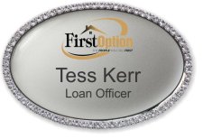 (image for) First Option Mortgage Oval Bling Silver badge