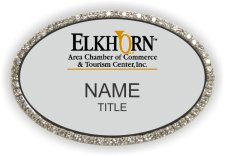 (image for) Elkhorn Area Chamber Oval Bling Silver badge