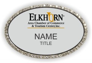 (image for) Elkhorn Area Chamber Oval Bling Silver badge