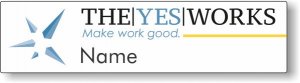 (image for) The Yes Works Shaped White badge