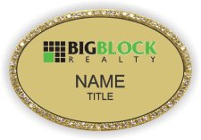 (image for) Big Block Realty Oval Bling Gold badge