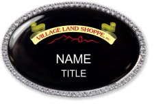 (image for) "Village Land Shoppe, Inc. Oval Bling Silver Other badge"